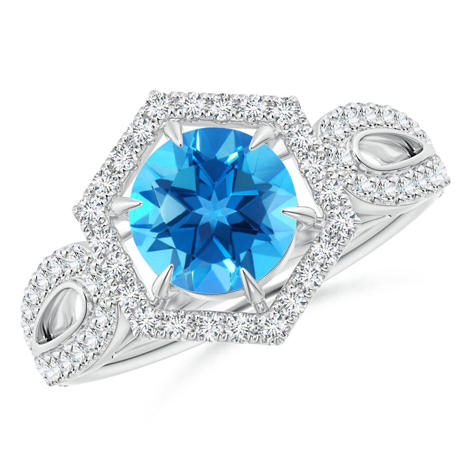 AAAA - Swiss Blue Topaz / 2.15 CT / 14 KT White Gold