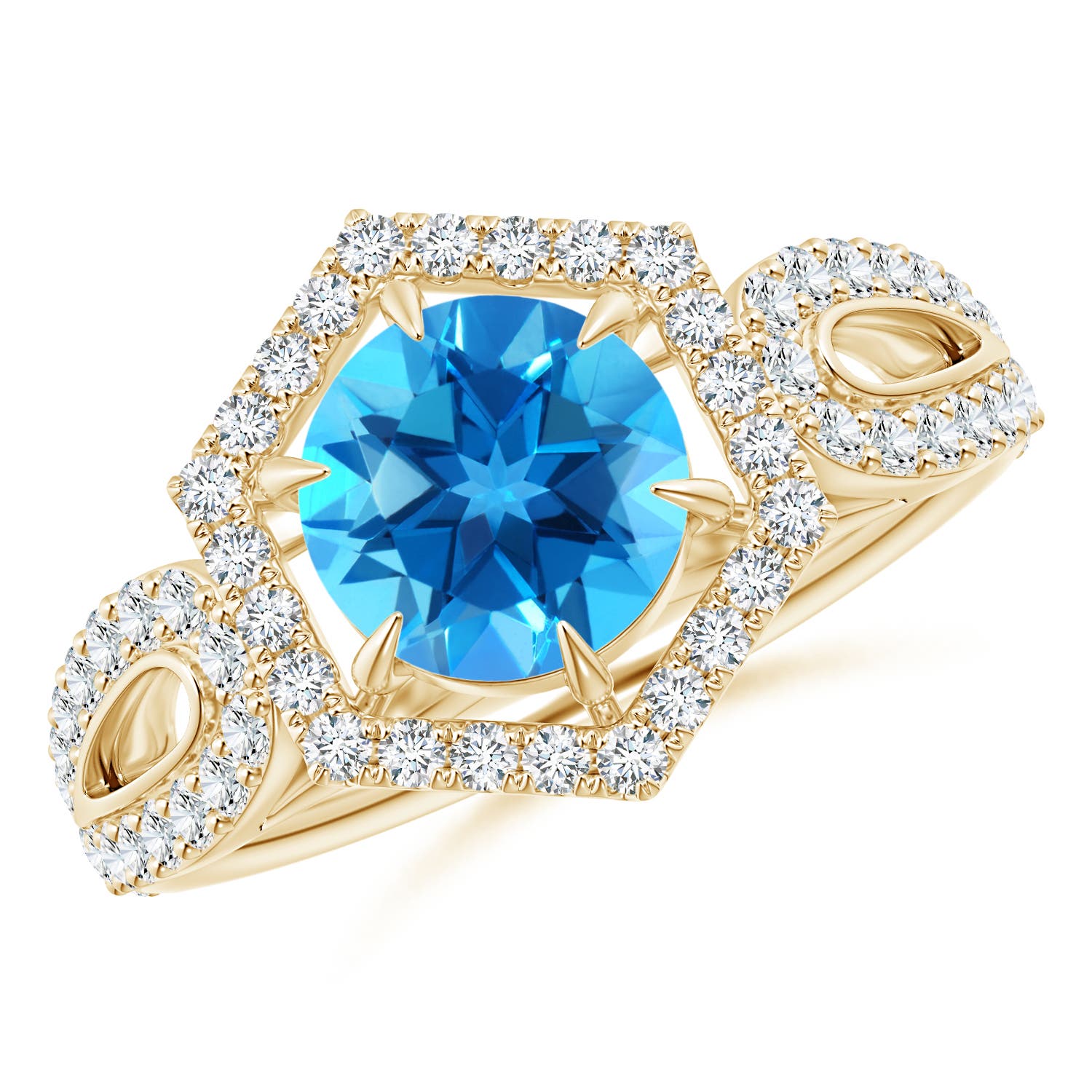 AAAA - Swiss Blue Topaz / 2.15 CT / 14 KT Yellow Gold