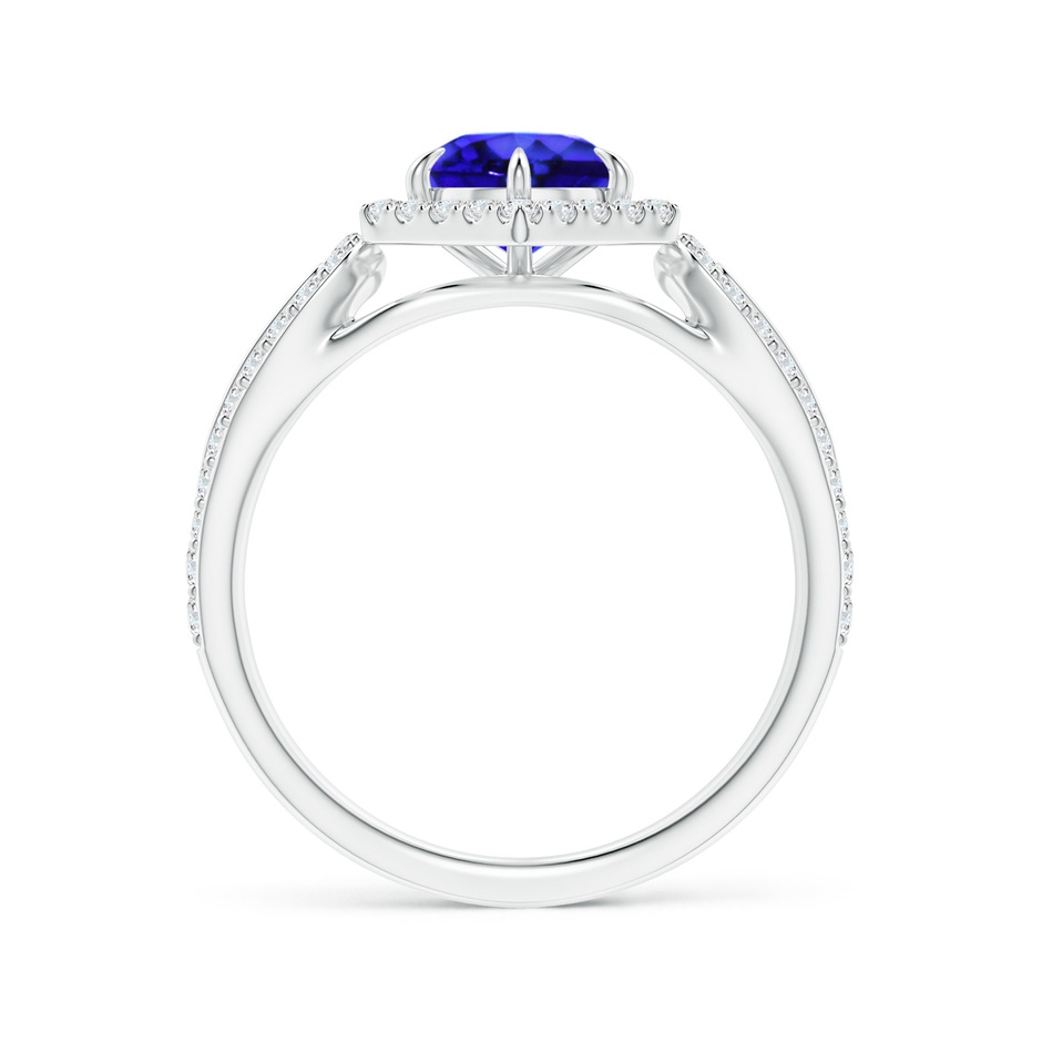 6mm AAA Tanzanite Split Shank Ring with Diamond Hexagon Halo in White Gold side-1