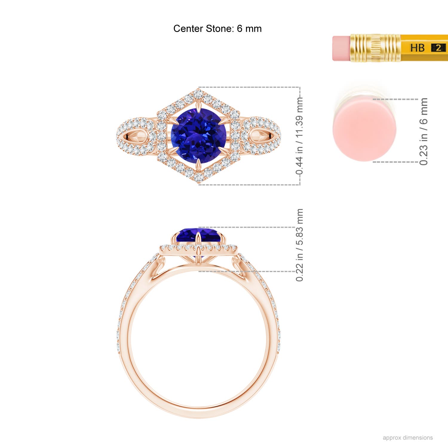 AAAA - Tanzanite / 1.36 CT / 14 KT Rose Gold