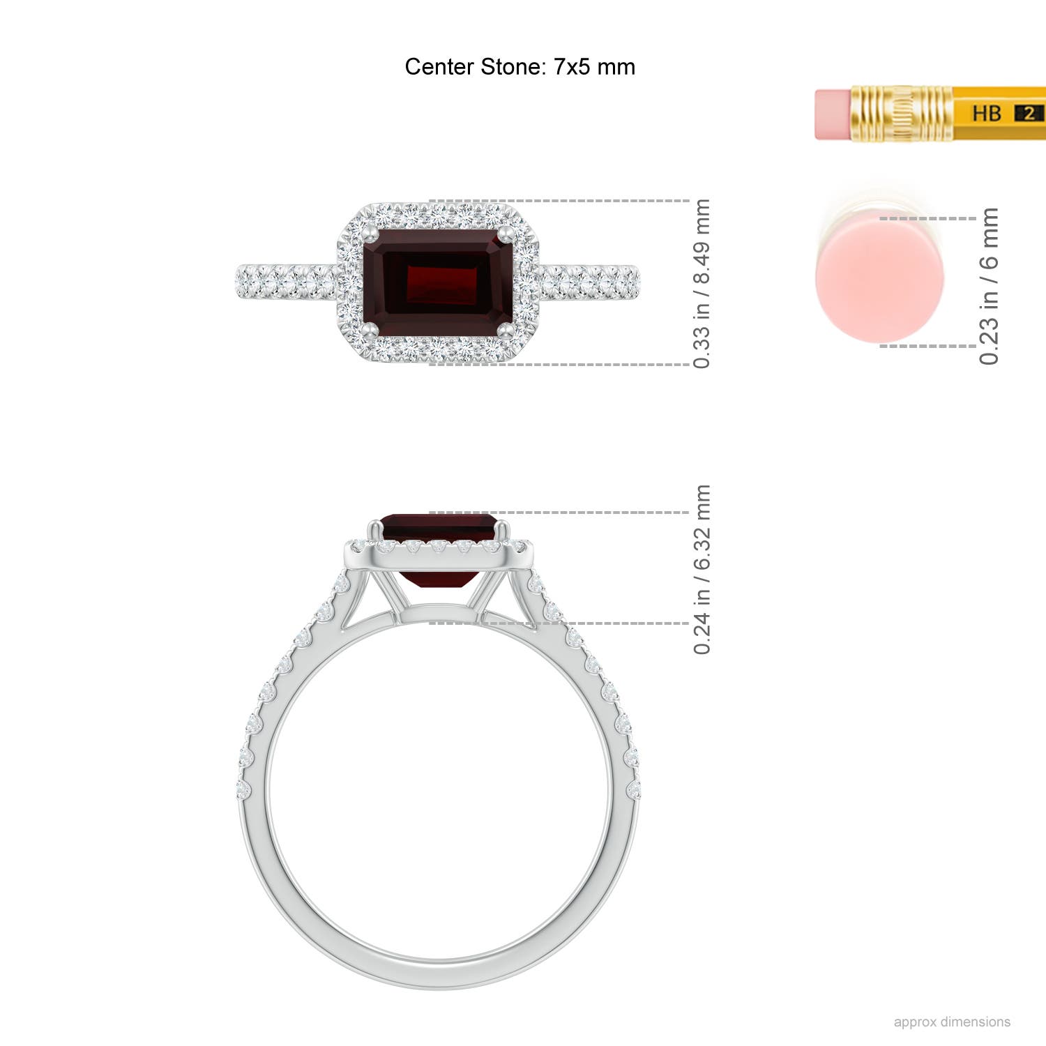 A - Garnet / 1.55 CT / 14 KT White Gold