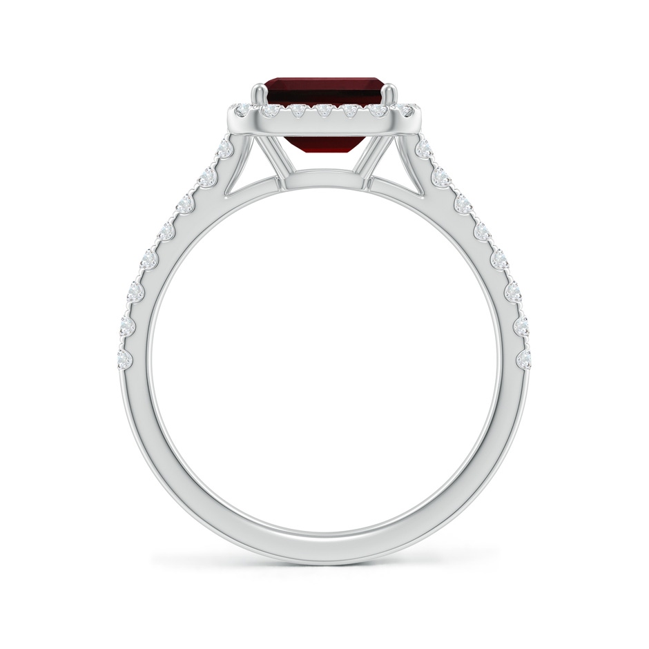 7x5mm AAA East West Emerald-Cut Garnet Halo Ring in White Gold Side-1