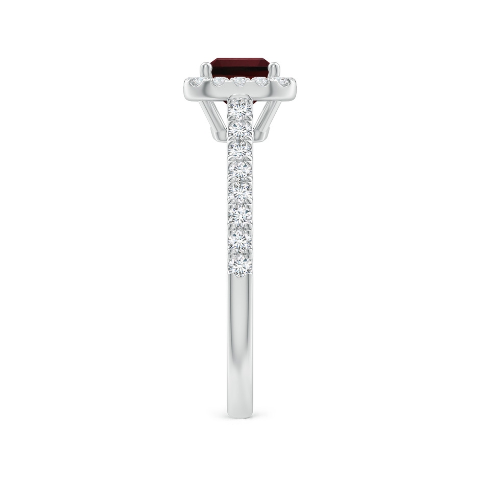 7x5mm AAA East West Emerald-Cut Garnet Halo Ring in White Gold Side-2