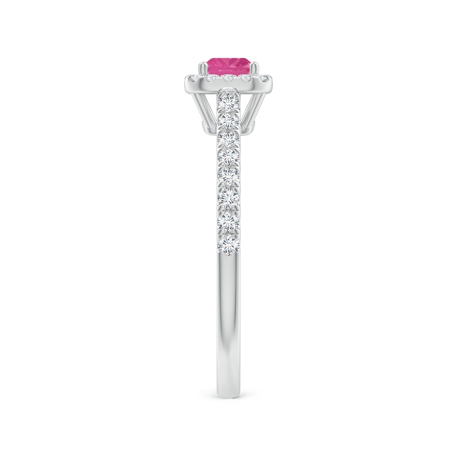 6x4mm AAA East West Emerald-Cut Pink Sapphire Halo Ring in White Gold side-2