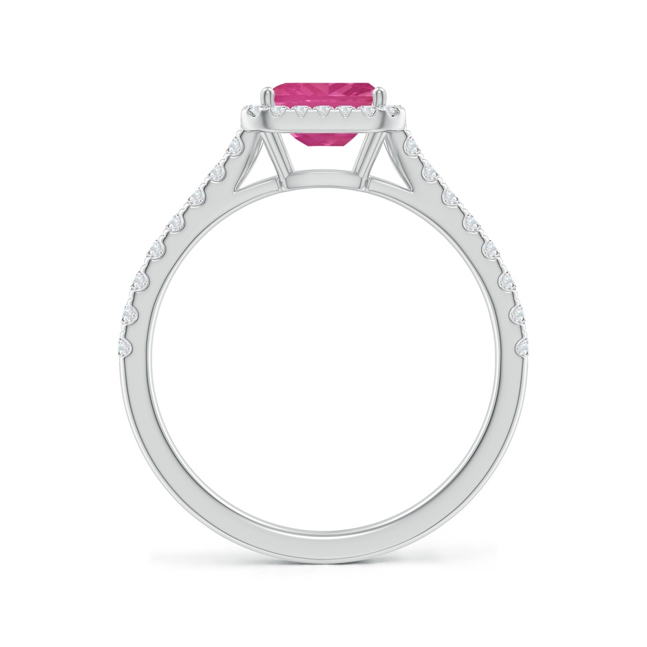 6x4mm AAAA East West Emerald-Cut Pink Sapphire Halo Ring in P950 Platinum side-1