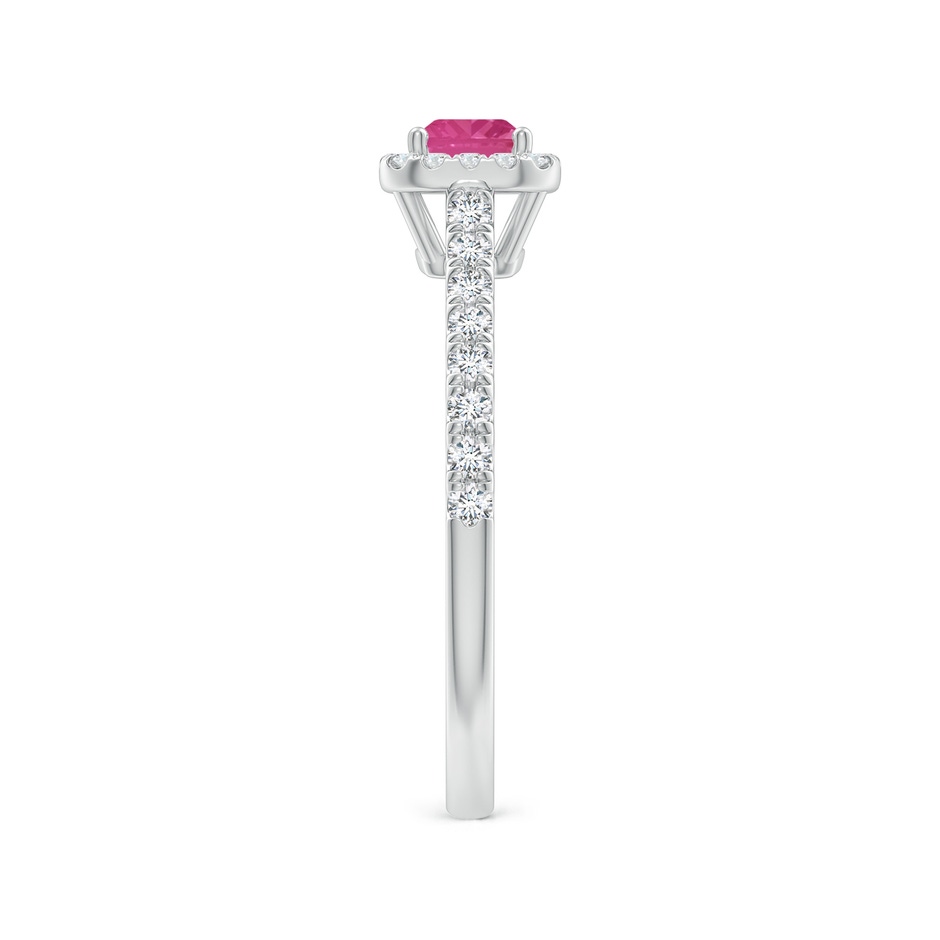 6x4mm AAAA East West Emerald-Cut Pink Sapphire Halo Ring in P950 Platinum side-2