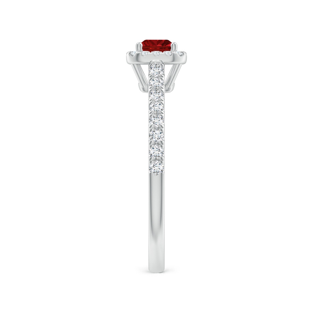 6x4mm AAAA East West Emerald-Cut Ruby Halo Ring in White Gold Side-2