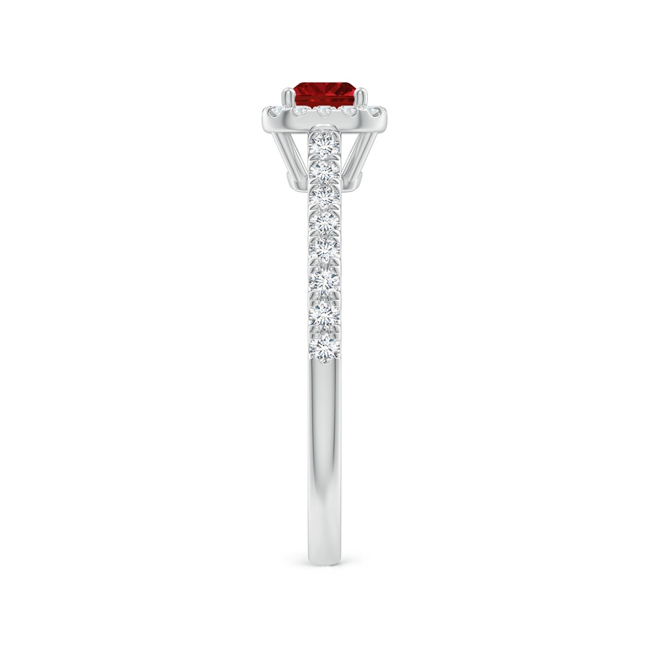 6x4mm Lab-Grown East West Emerald-Cut Ruby Halo Ring in White Gold side-2