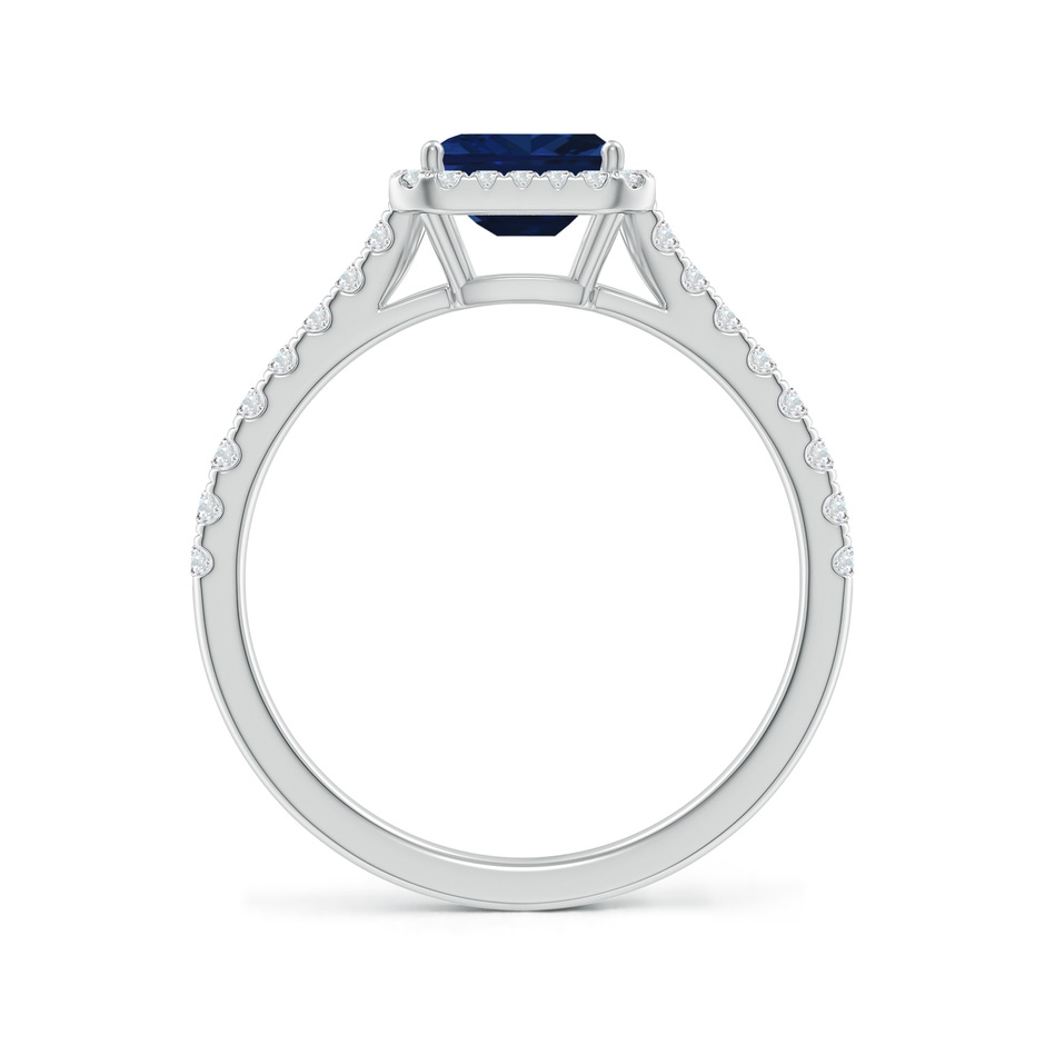 6x4mm AAA East West Emerald-Cut Sapphire Halo Ring in White Gold side-1