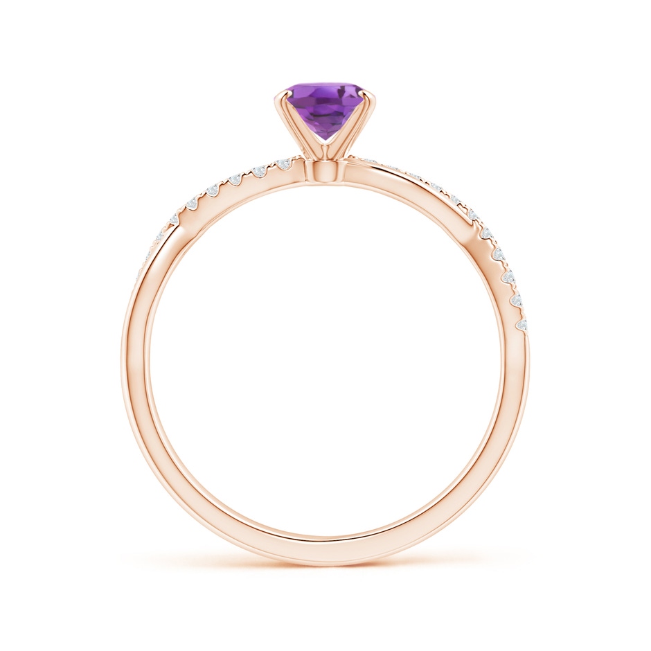 7x5mm A Oval Amethyst Twist Shank Ring with Diamonds in 18K Rose Gold side 199