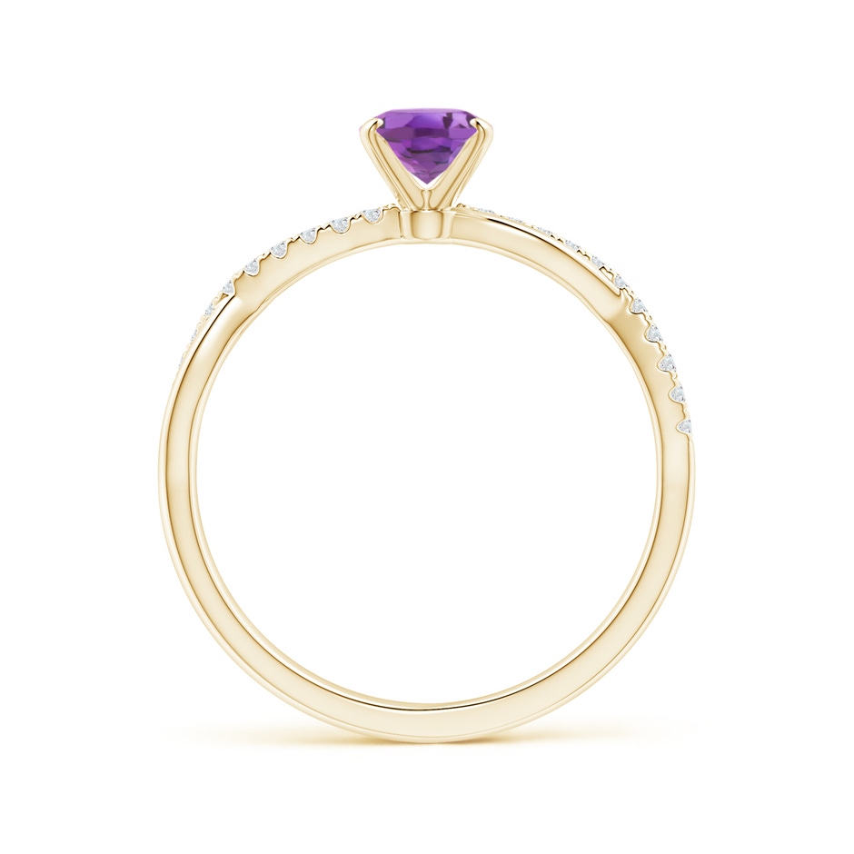 7x5mm A Oval Amethyst Twist Shank Ring with Diamonds in 18K Yellow Gold side 199
