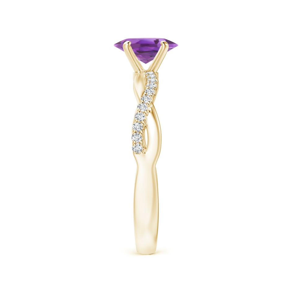 7x5mm A Oval Amethyst Twist Shank Ring with Diamonds in 18K Yellow Gold side 299