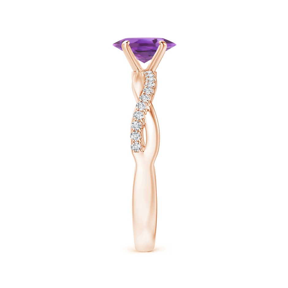 7x5mm A Oval Amethyst Twist Shank Ring with Diamonds in Rose Gold side 299