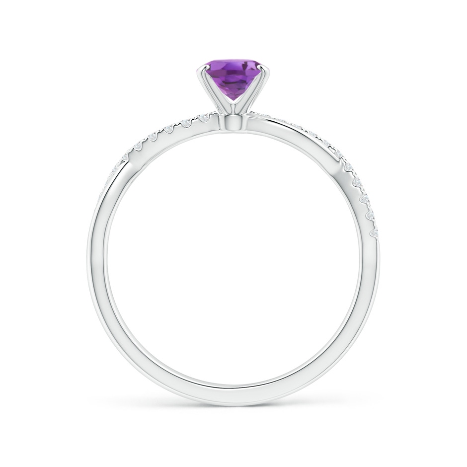 7x5mm A Oval Amethyst Twist Shank Ring with Diamonds in S999 Silver side 199