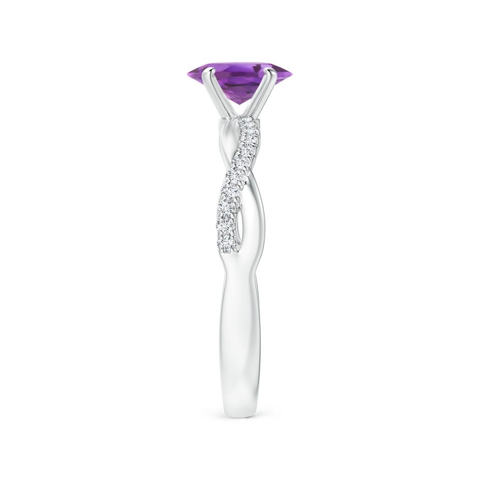 7x5mm A Oval Amethyst Twist Shank Ring with Diamonds in S999 Silver side 299