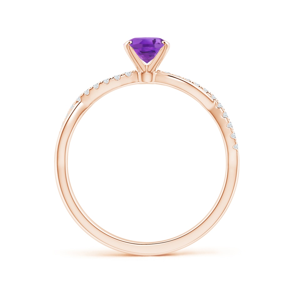 7x5mm AA Oval Amethyst Twist Shank Ring with Diamonds in 18K Rose Gold side 199