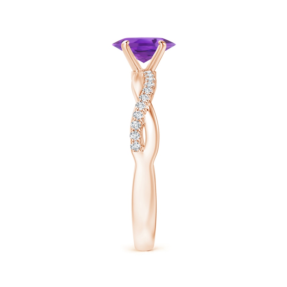 7x5mm AA Oval Amethyst Twist Shank Ring with Diamonds in 18K Rose Gold side 299
