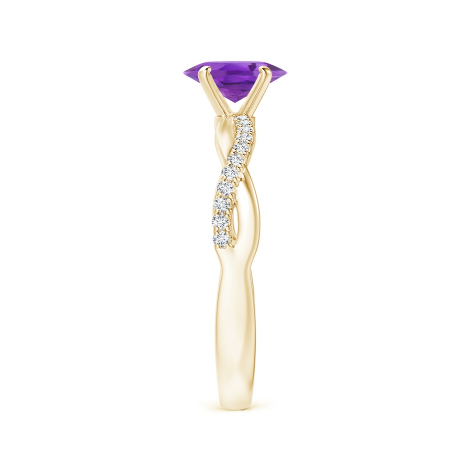 7x5mm AA Oval Amethyst Twist Shank Ring with Diamonds in 18K Yellow Gold side 299