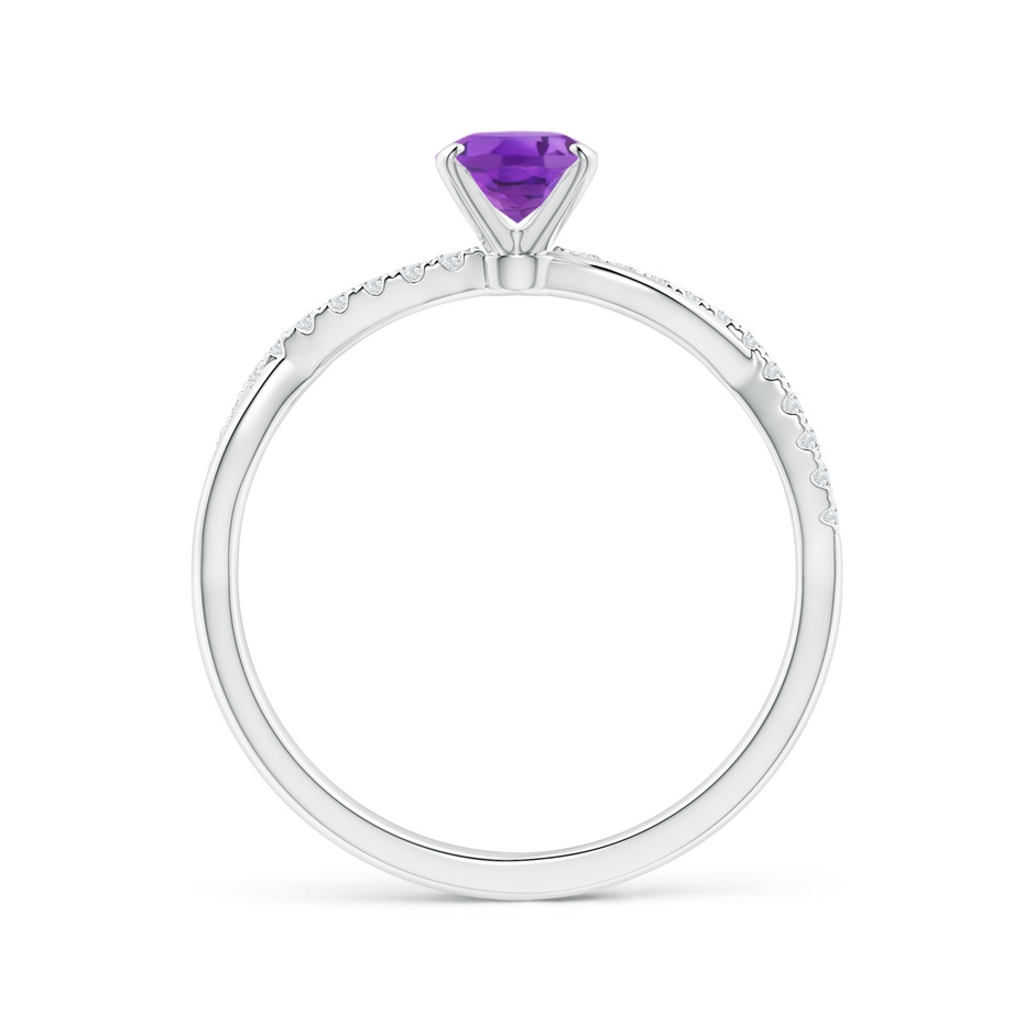7x5mm AA Oval Amethyst Twist Shank Ring with Diamonds in P950 Platinum side 199