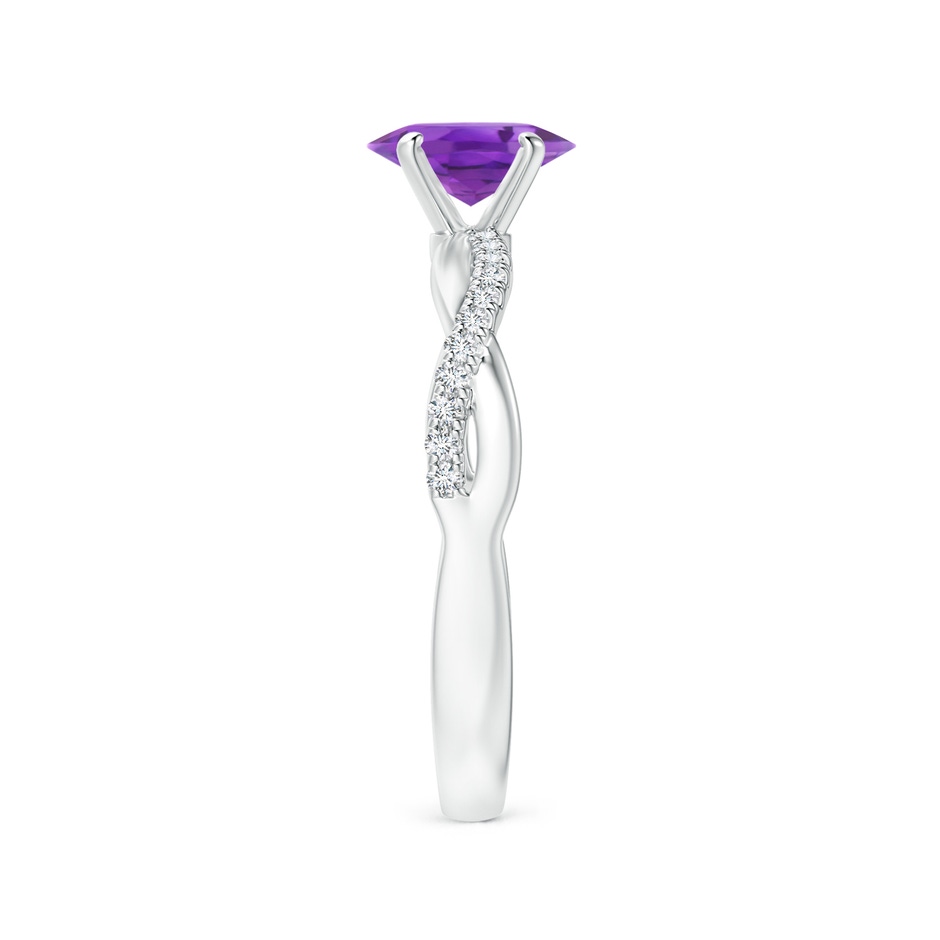 7x5mm AA Oval Amethyst Twist Shank Ring with Diamonds in P950 Platinum side 299