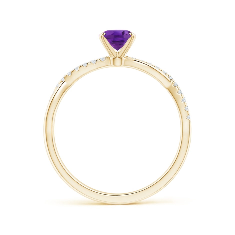 7x5mm AAA Oval Amethyst Twist Shank Ring with Diamonds in 18K Yellow Gold side 199