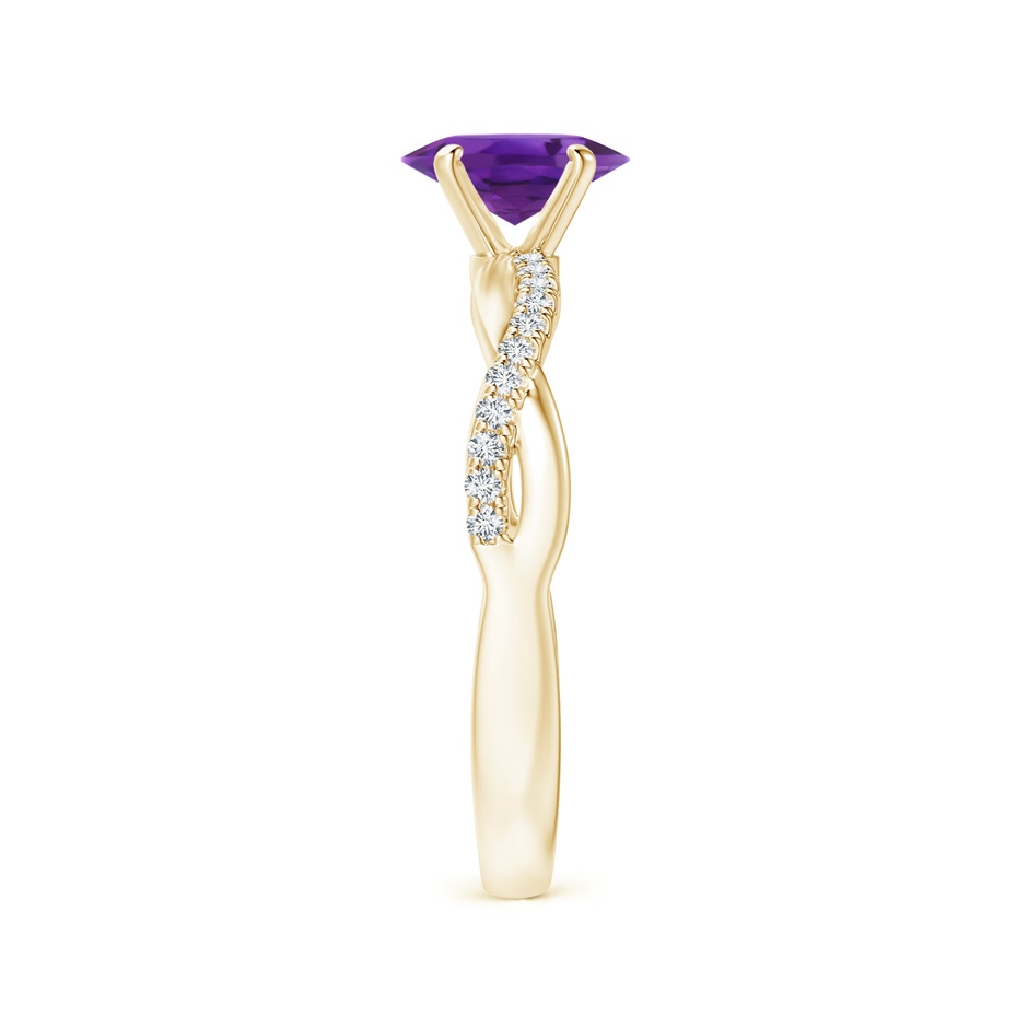 7x5mm AAA Oval Amethyst Twist Shank Ring with Diamonds in 18K Yellow Gold side 299