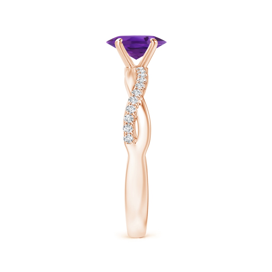 7x5mm AAA Oval Amethyst Twist Shank Ring with Diamonds in Rose Gold side 299