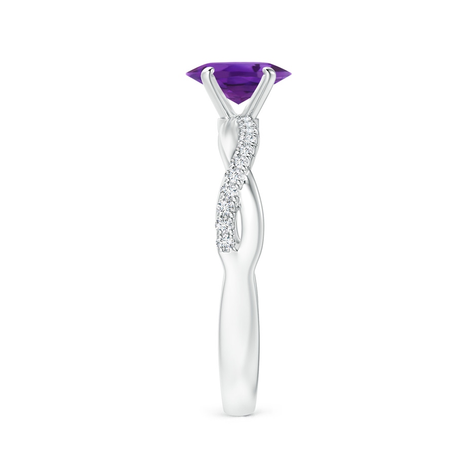 7x5mm AAA Oval Amethyst Twist Shank Ring with Diamonds in White Gold side 299