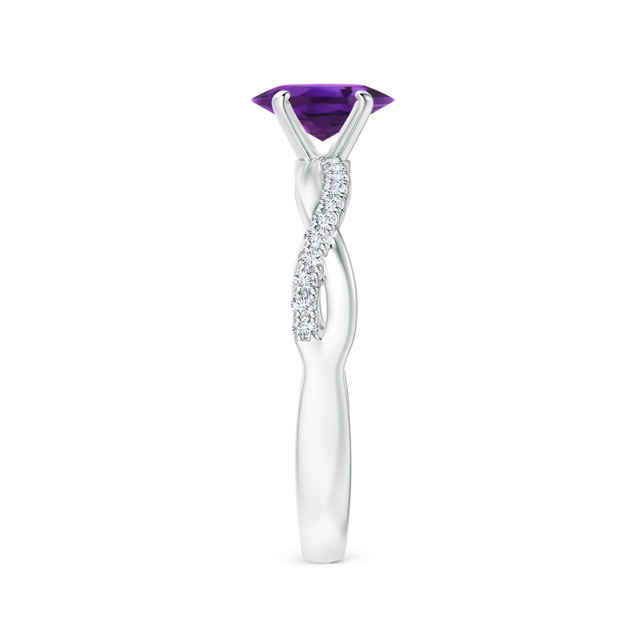 7x5mm AAAA Oval Amethyst Twist Shank Ring with Diamonds in 18K White Gold side 299