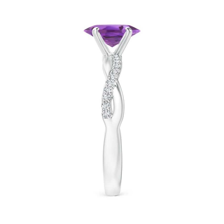 8x6mm A Oval Amethyst Twist Shank Ring with Diamonds in 18K White Gold side 299