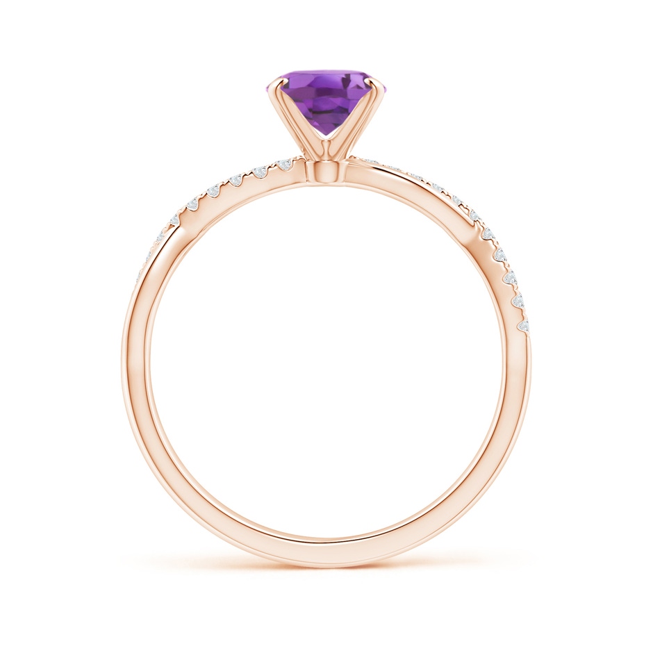 8x6mm A Oval Amethyst Twist Shank Ring with Diamonds in Rose Gold side 199