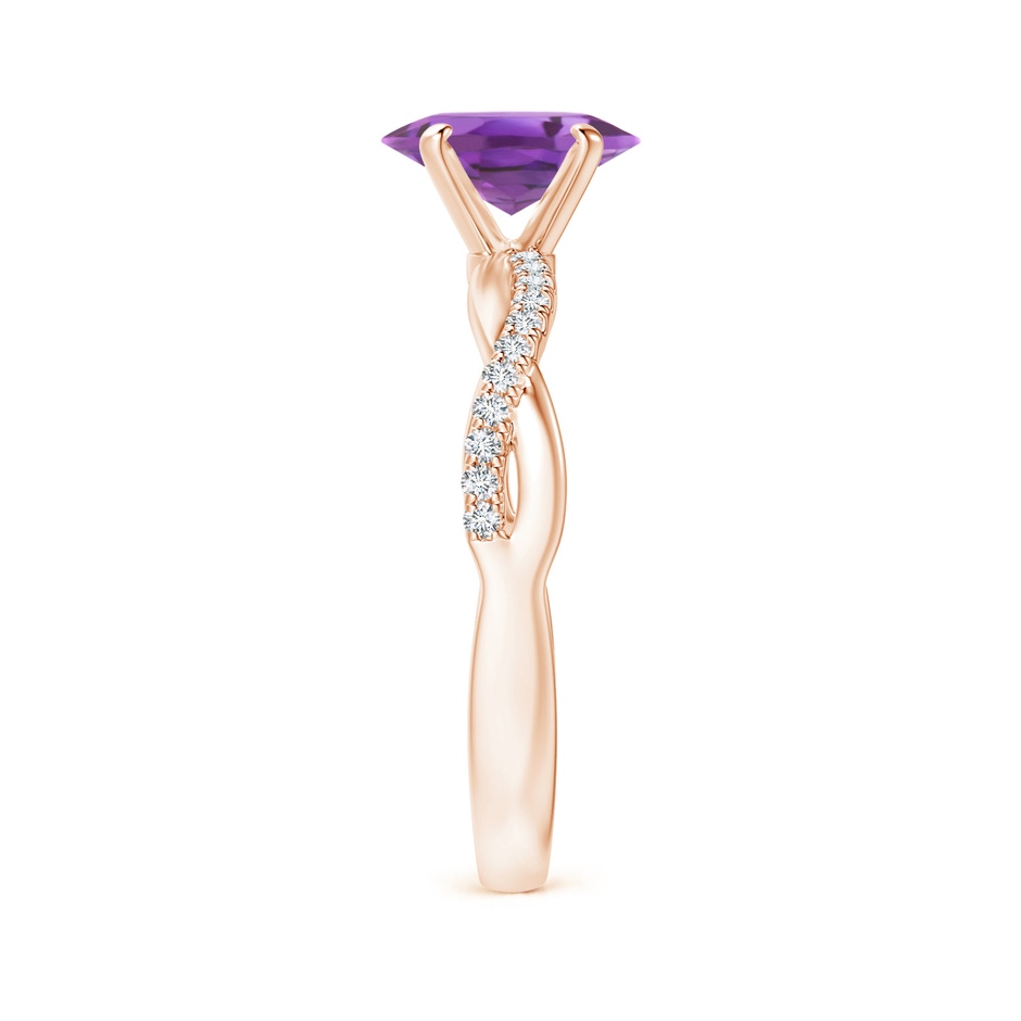 8x6mm A Oval Amethyst Twist Shank Ring with Diamonds in Rose Gold side 299