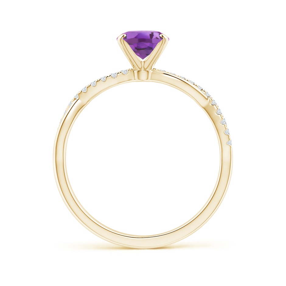 8x6mm A Oval Amethyst Twist Shank Ring with Diamonds in Yellow Gold side 199