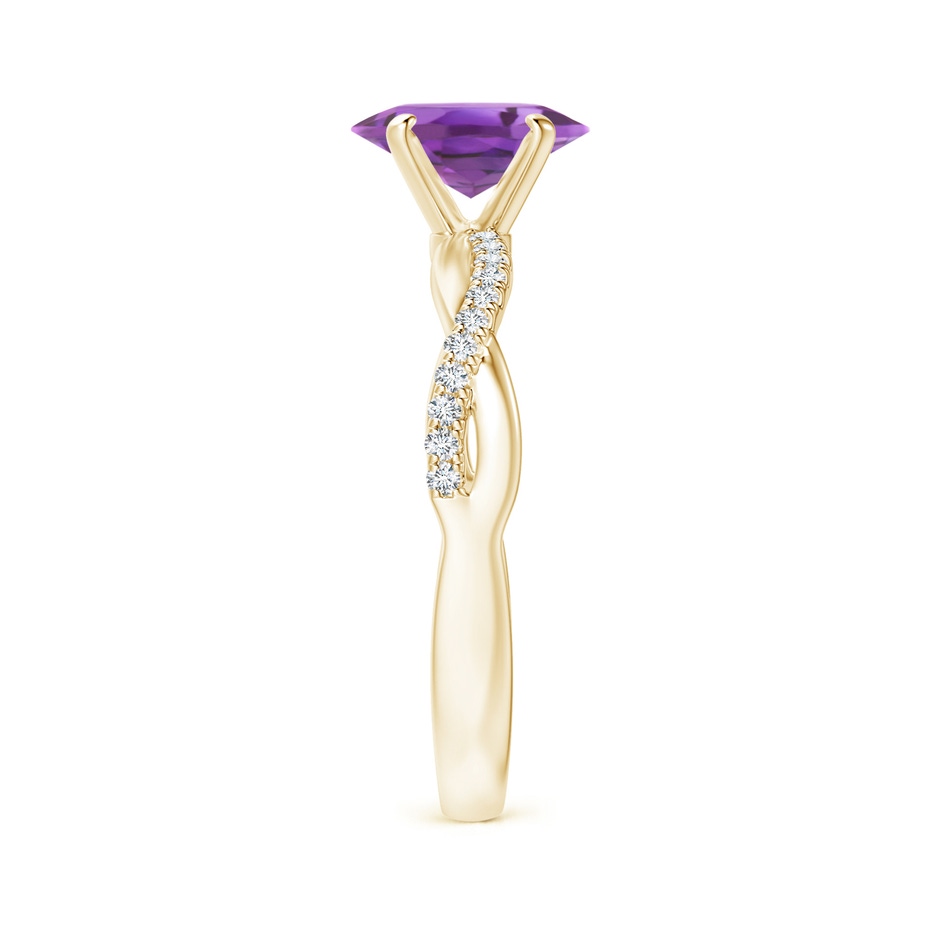 8x6mm A Oval Amethyst Twist Shank Ring with Diamonds in Yellow Gold side 299