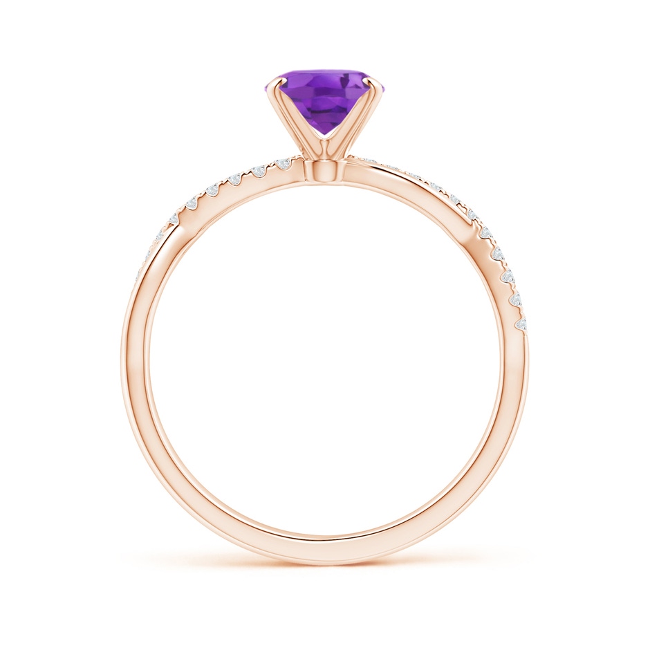 8x6mm AA Oval Amethyst Twist Shank Ring with Diamonds in 18K Rose Gold side 199