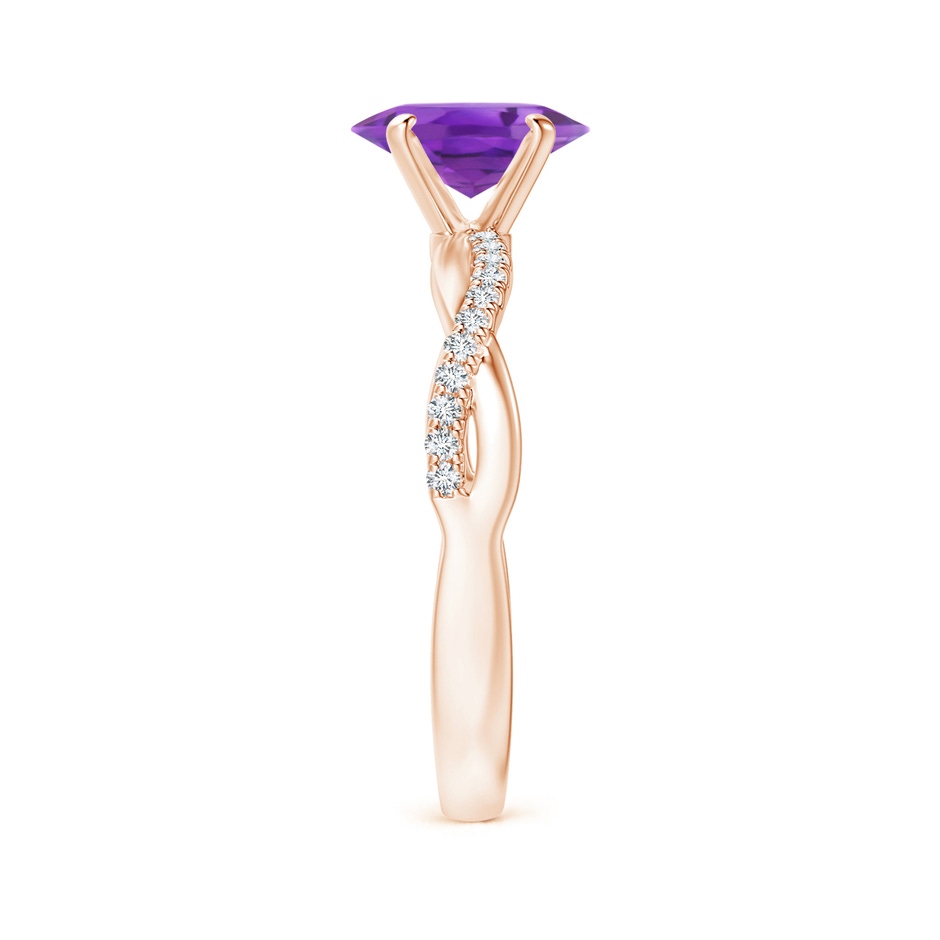 8x6mm AA Oval Amethyst Twist Shank Ring with Diamonds in 18K Rose Gold side 299
