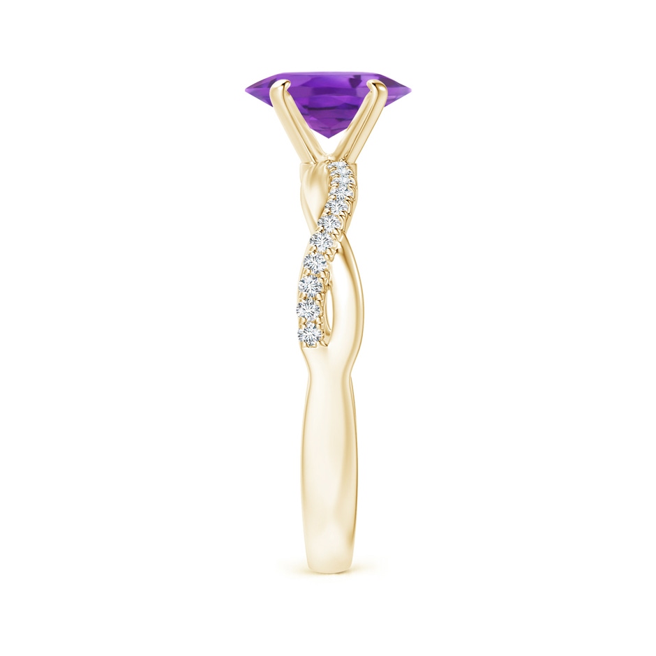 8x6mm AA Oval Amethyst Twist Shank Ring with Diamonds in Yellow Gold side 299