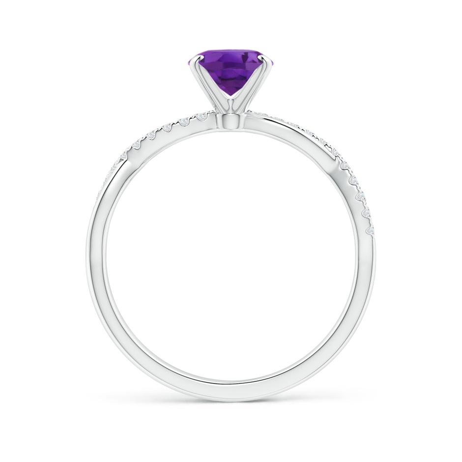 8x6mm AAA Oval Amethyst Twist Shank Ring with Diamonds in P950 Platinum side 199