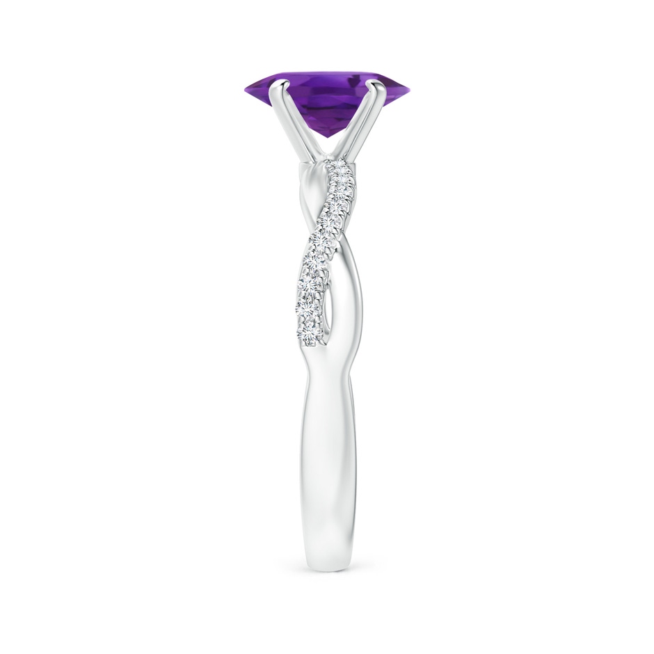 8x6mm AAA Oval Amethyst Twist Shank Ring with Diamonds in White Gold side 299