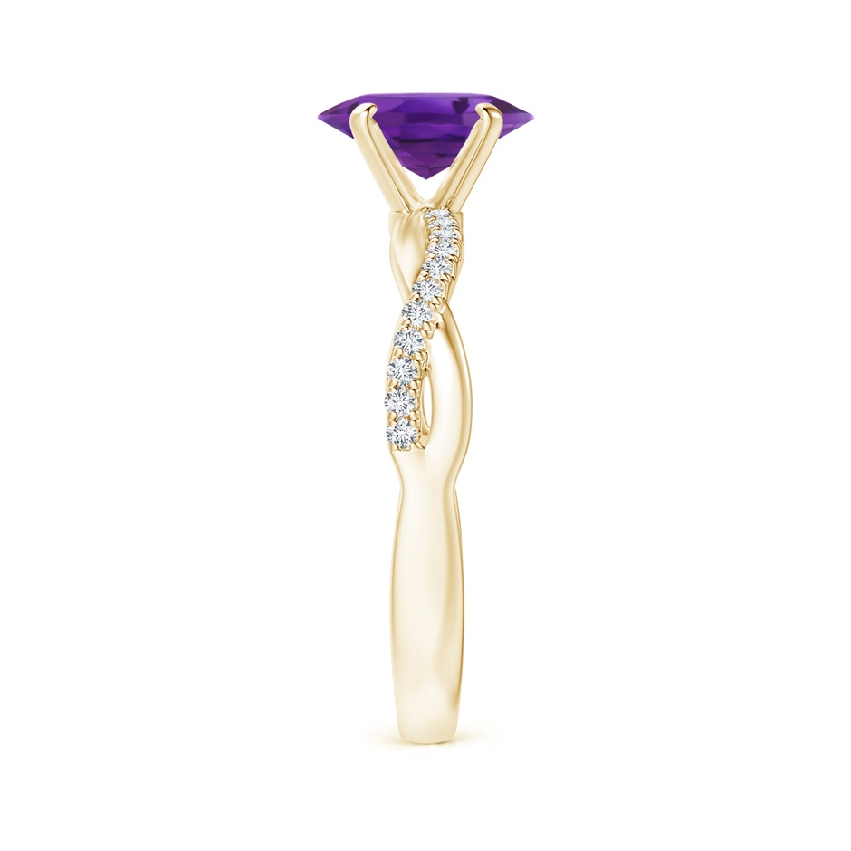 8x6mm AAA Oval Amethyst Twist Shank Ring with Diamonds in Yellow Gold side 299