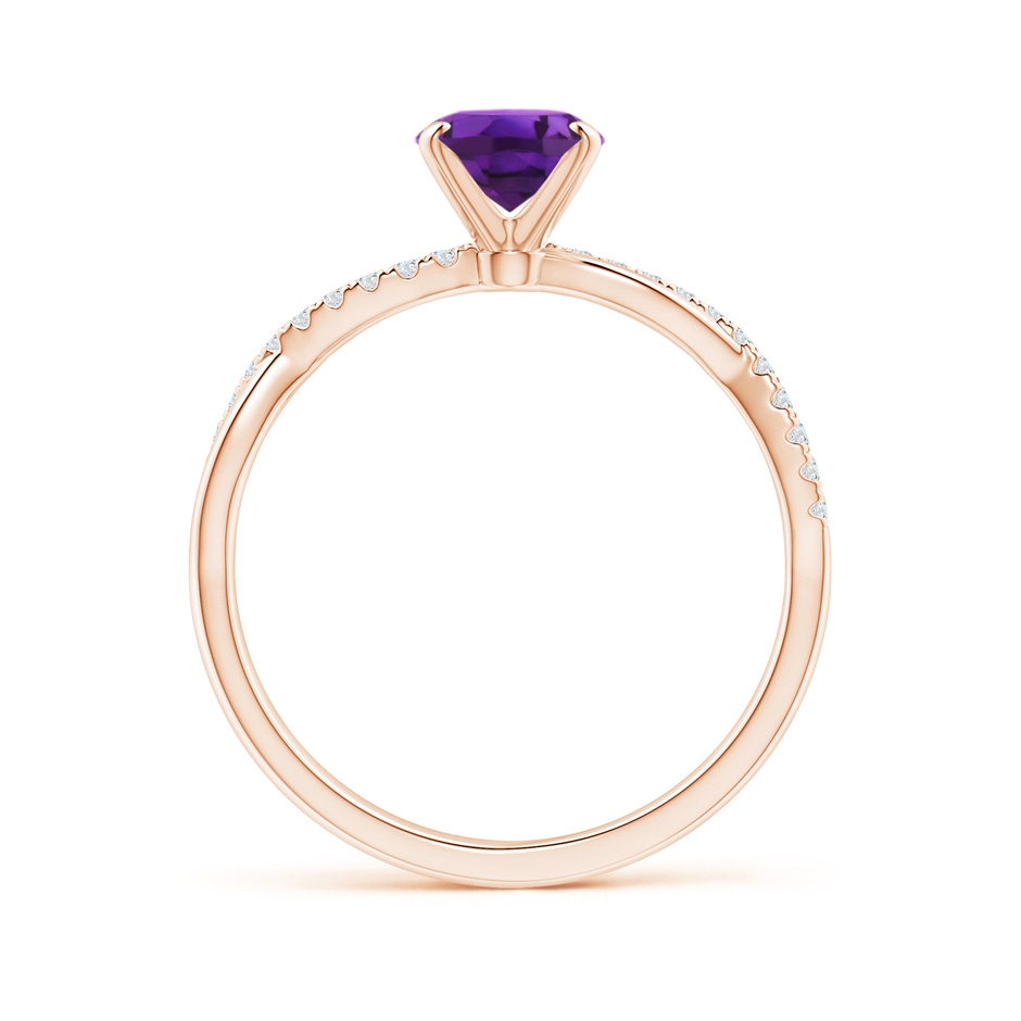 8x6mm AAAA Oval Amethyst Twist Shank Ring with Diamonds in 18K Rose Gold side 199