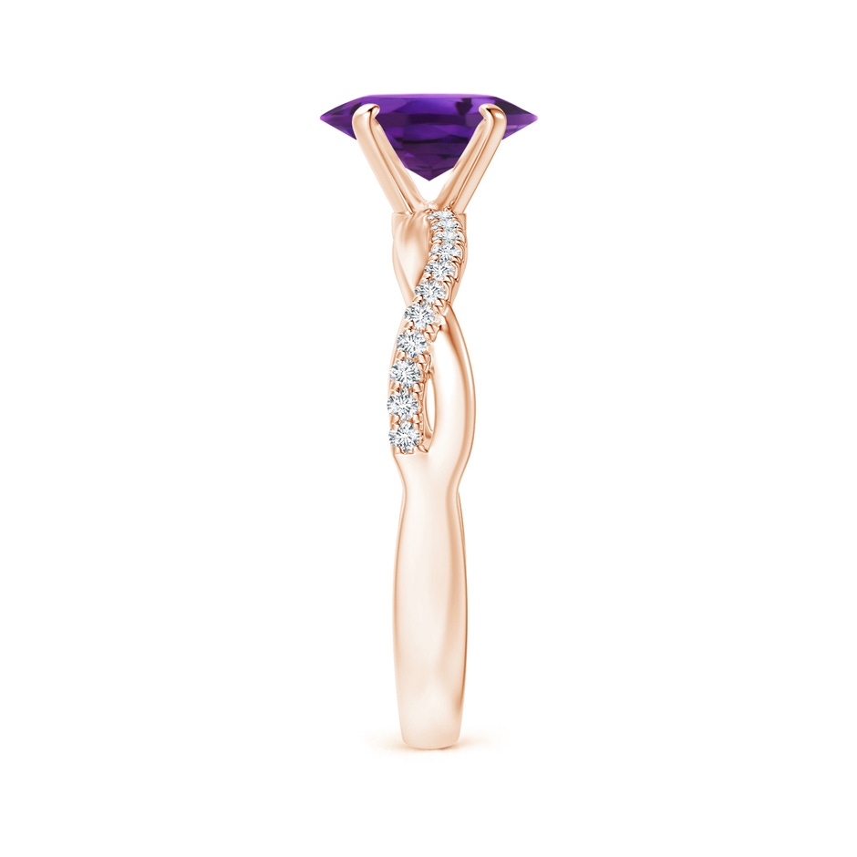 8x6mm AAAA Oval Amethyst Twist Shank Ring with Diamonds in 18K Rose Gold side 299