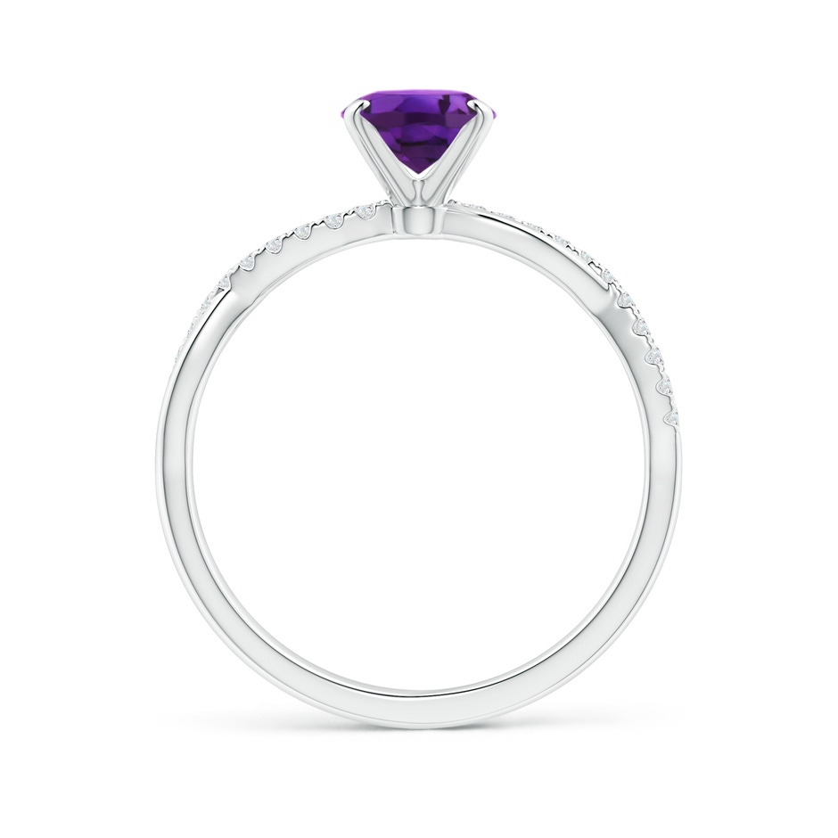 8x6mm AAAA Oval Amethyst Twist Shank Ring with Diamonds in 18K White Gold side 199