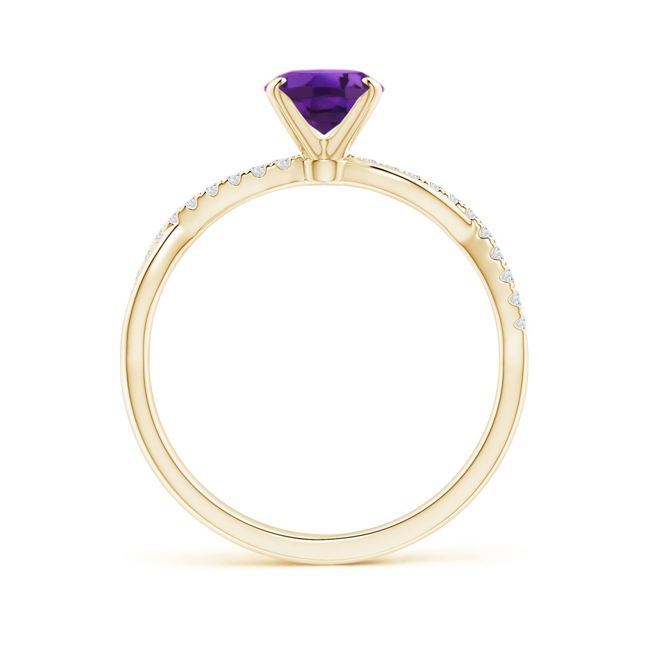 8x6mm AAAA Oval Amethyst Twist Shank Ring with Diamonds in 18K Yellow Gold side 199