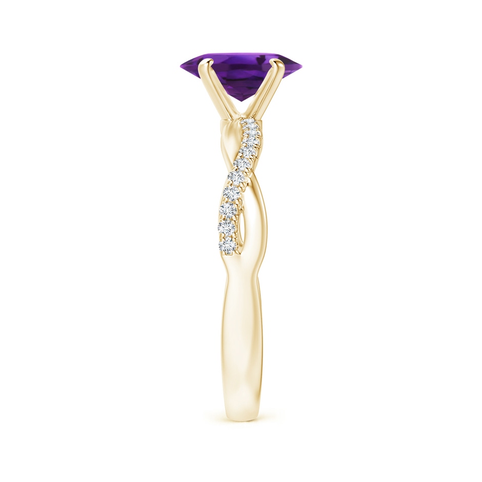 8x6mm AAAA Oval Amethyst Twist Shank Ring with Diamonds in 18K Yellow Gold side 299