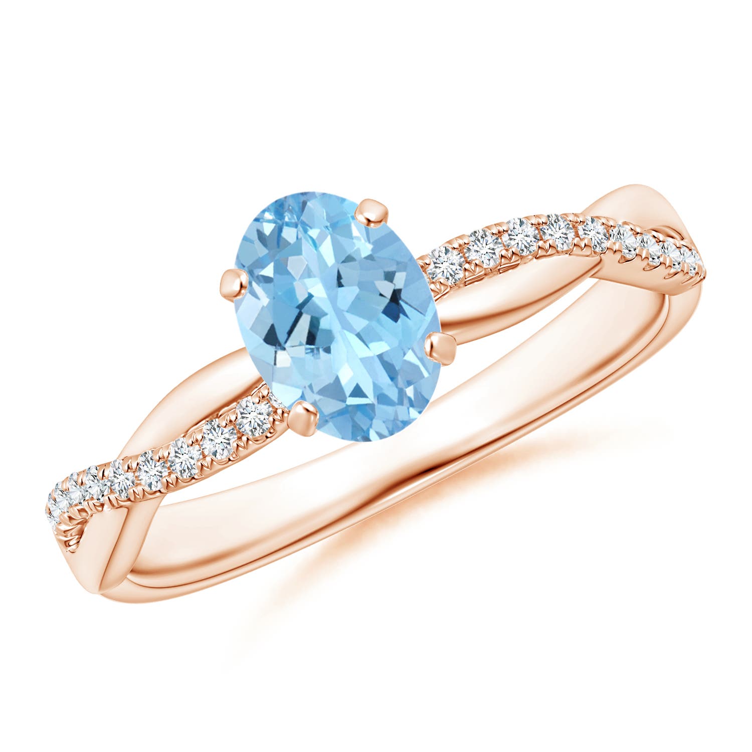 AAAA - Aquamarine / 0.71 CT / 14 KT Rose Gold