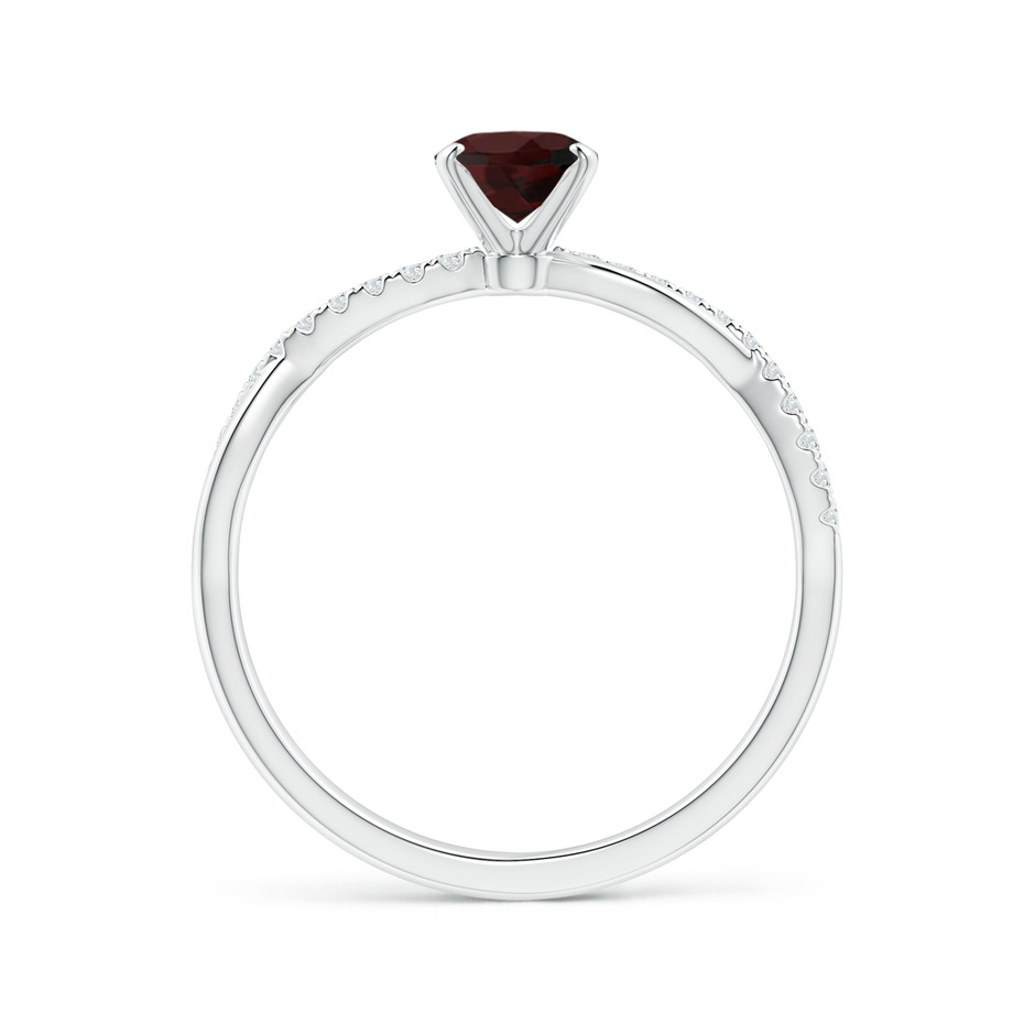 7x5mm A Oval Garnet Twist Shank Ring with Diamonds in P950 Platinum side 199