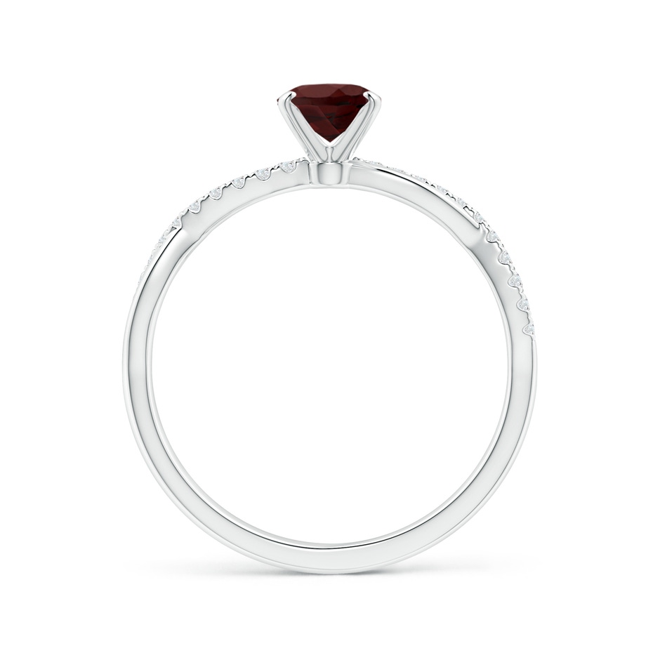 7x5mm AA Oval Garnet Twist Shank Ring with Diamonds in S999 Silver side 199