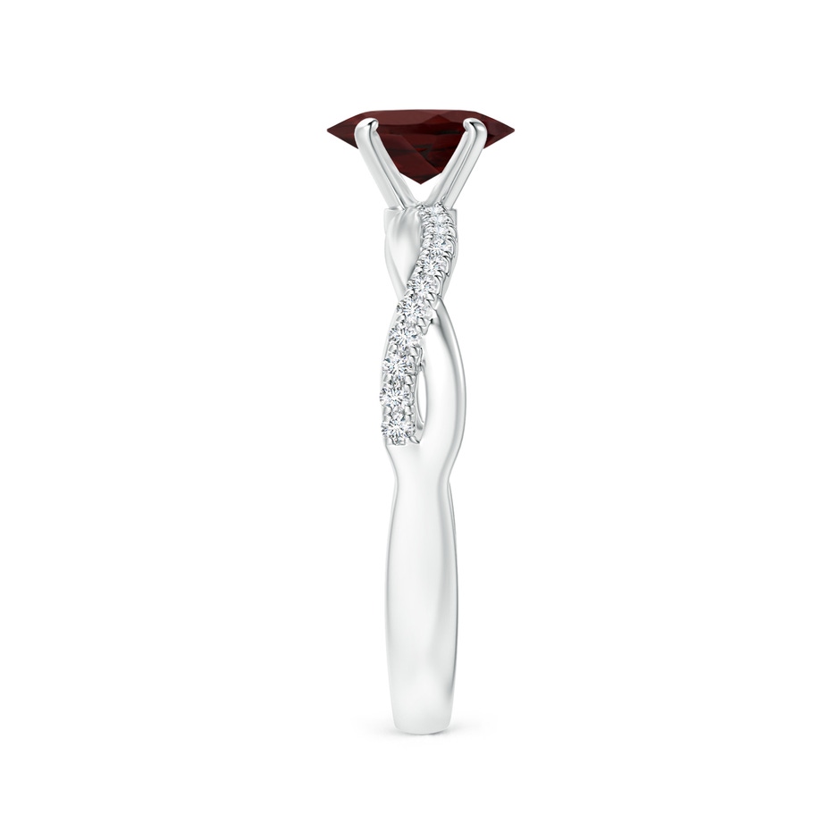 7x5mm AA Oval Garnet Twist Shank Ring with Diamonds in S999 Silver side 299