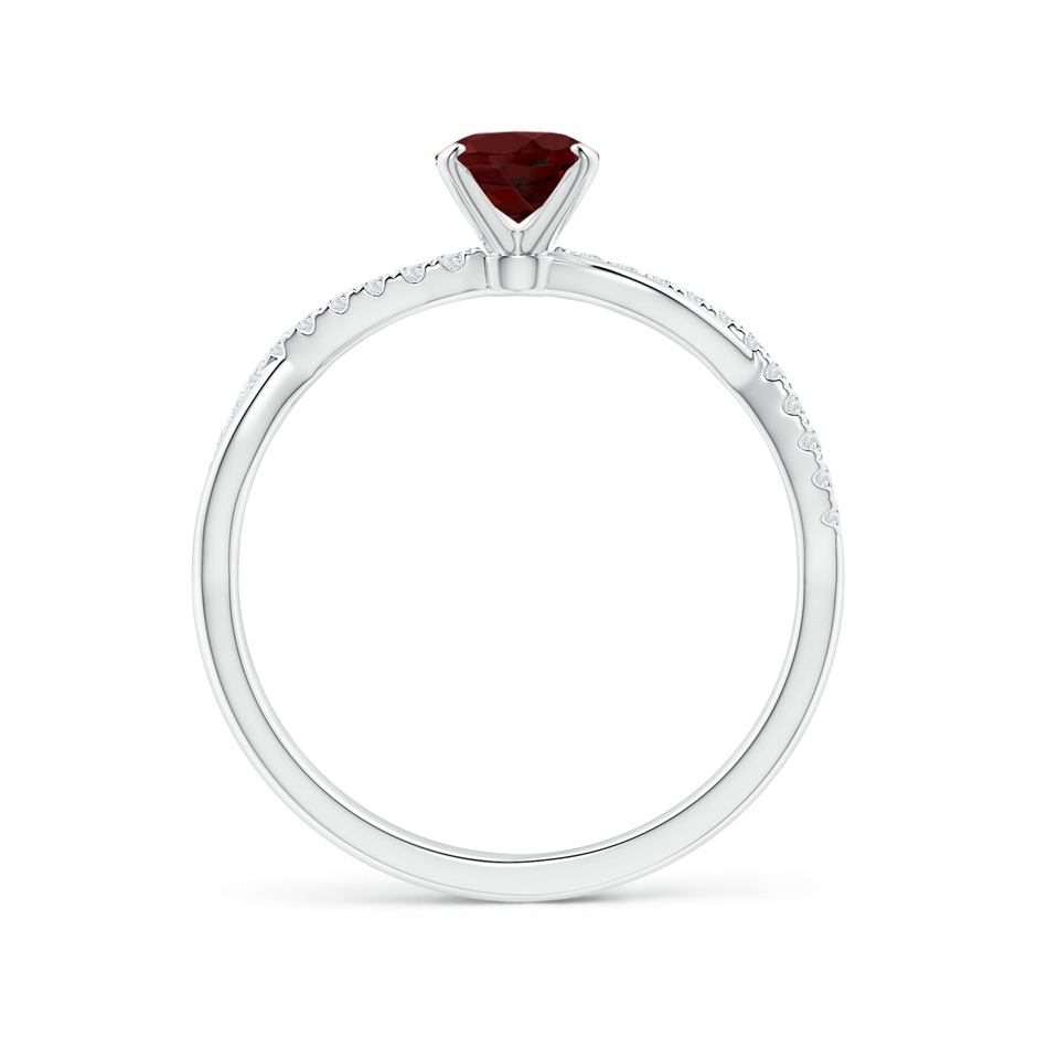 7x5mm AAA Oval Garnet Twist Shank Ring with Diamonds in 18K White Gold side 199